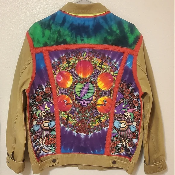 Levi's Grateful Dead Canvas Denim Type 3 Trucker Jacket + Liquid Blue Tie Dye - Picture 6 of 16